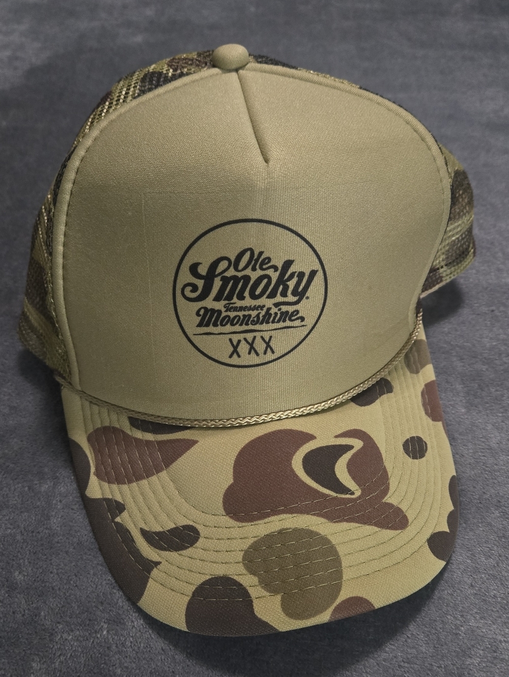 Ole Smoky Trucker Hat Green Brown OS Snapback Camo Rope Tennessee Moonshine Mesh